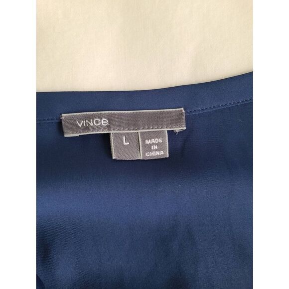 Vince Mini Shirt Dress Womens Large Blue Sleeveless Elastic Wasit 100% Polyester - Picture 5 of 8